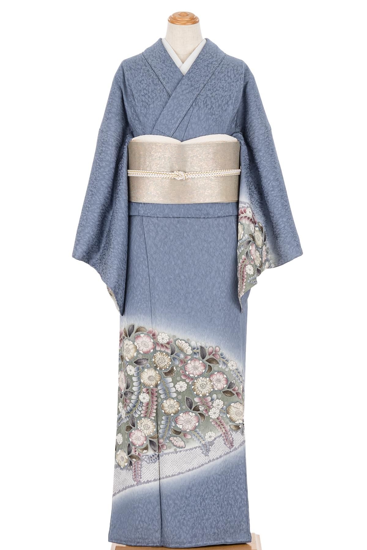 訪問着 林淳一 辻が花模様 - からん::アンティーク着物・リサイクル