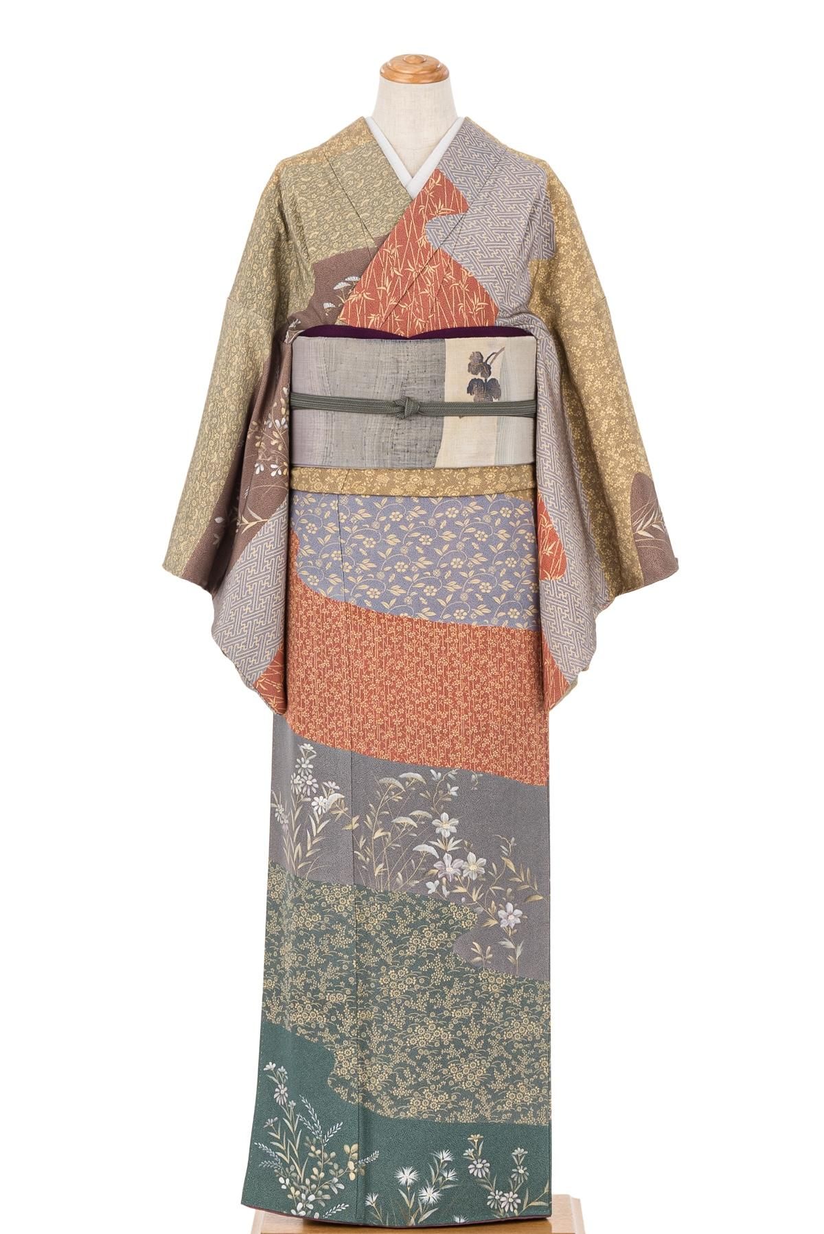 訪問着 染谷梅治 秋草模様 - からん::アンティーク着物・リサイクル