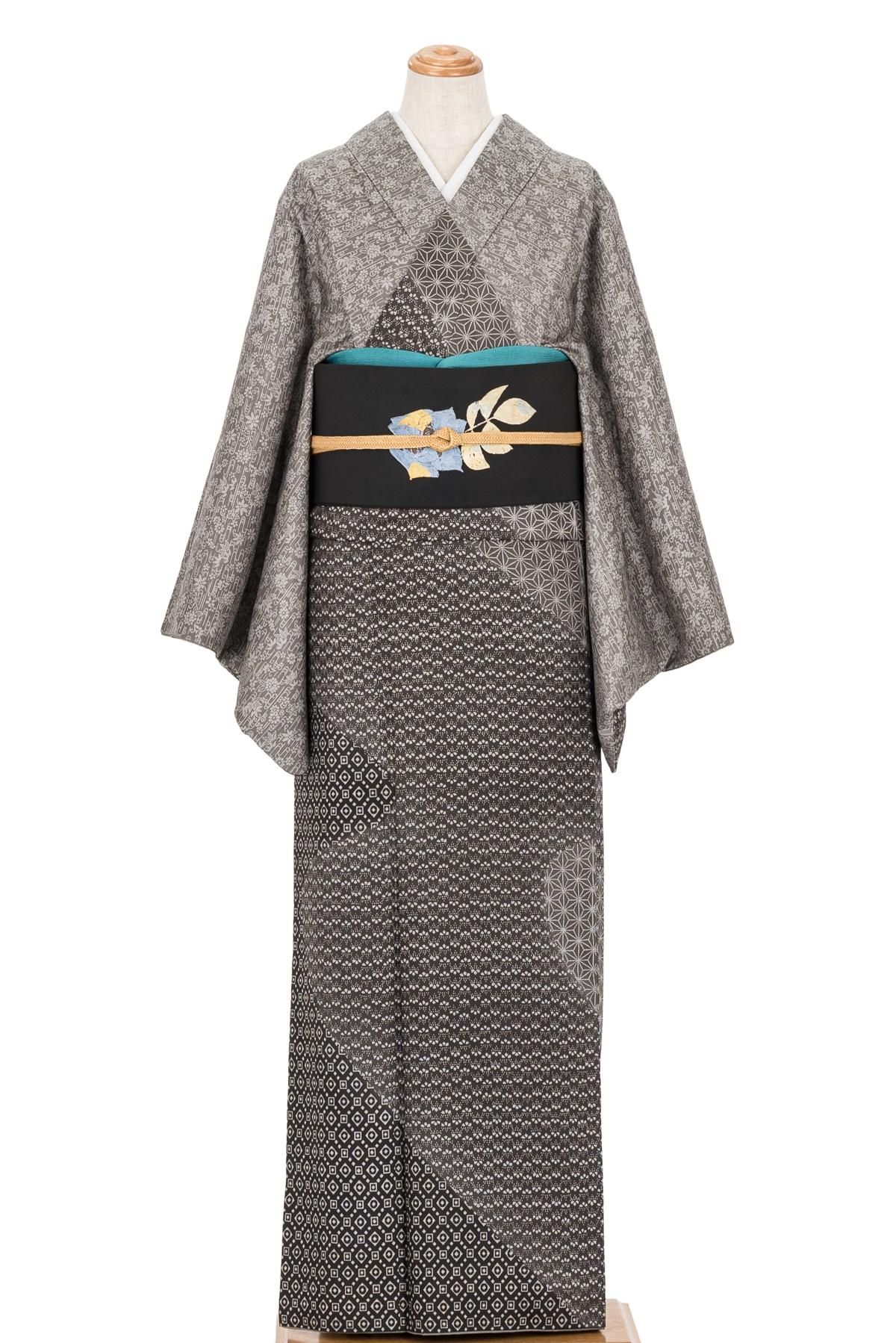 大島紬訪問着 霞重ね 裄長 - からん::アンティーク着物・リサイクル