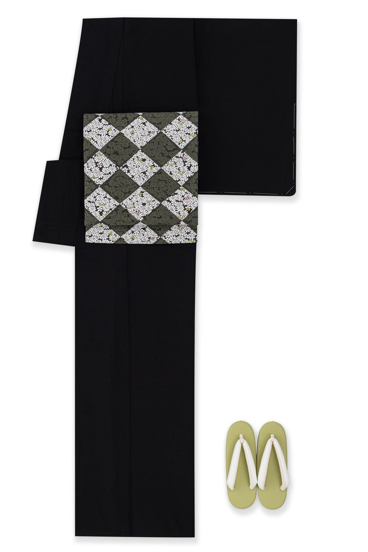 新品 久留米絣 無地 黒 - からん::アンティーク着物・リサイクル着物の