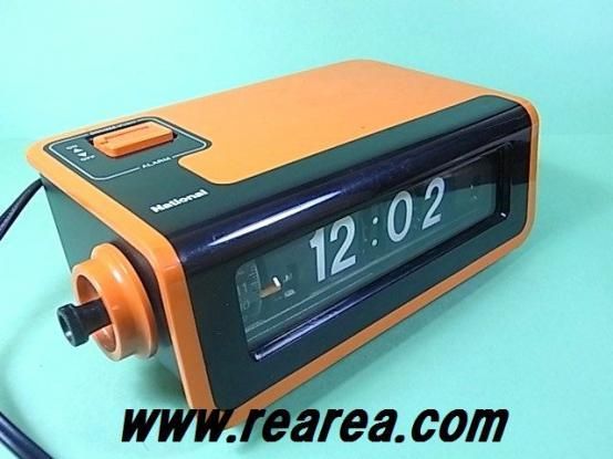 完売□ 昭和レトロ ナショナル パタパタ時計 オレンジ - - レトロ雑貨