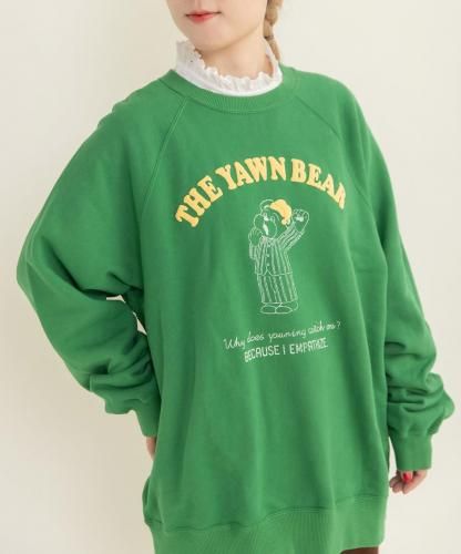 CHILD WOMAN 裏毛 眠たいくまプリントスウェット