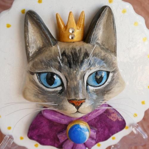 オーナメント【王冠をかぶった猫/長毛猫・サバ】 - 猫雑貨・猫グッズ
