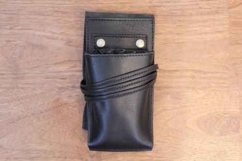 シザーケースNatural4丁黒革フタあり -シザーケース屋ドットコム