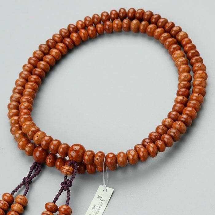 真言宗 数珠 男性用 尺三 108玉 みかん玉 鳳眼菩提樹 正絹製・2色梵天