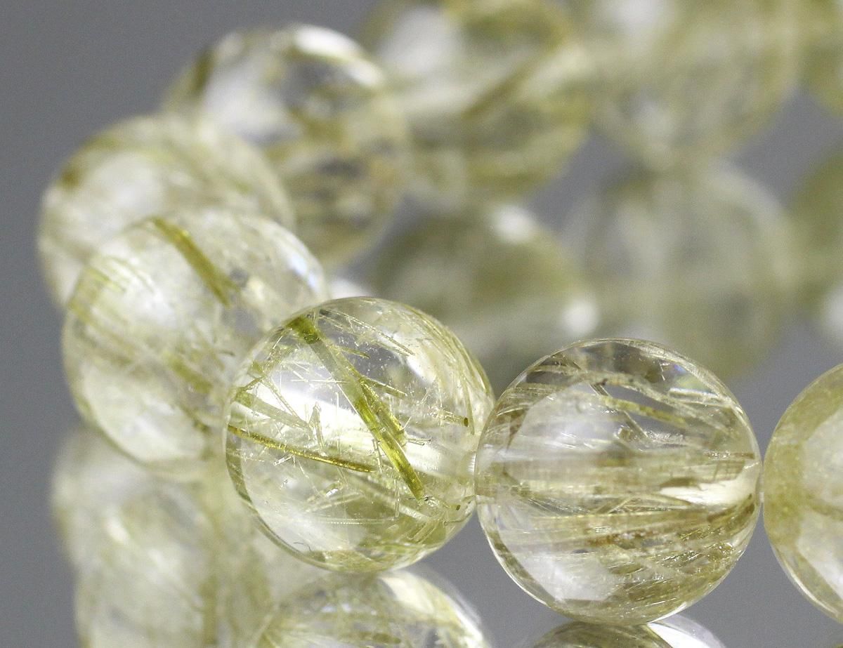 グリーンルチルクォーツ ブレスレット 約12㎜ ストレート