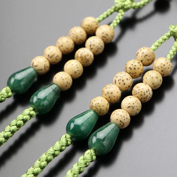 真言宗 数珠 男性用 星月菩提樹 印度翡翠 正絹梵天房 - 数珠 京念珠