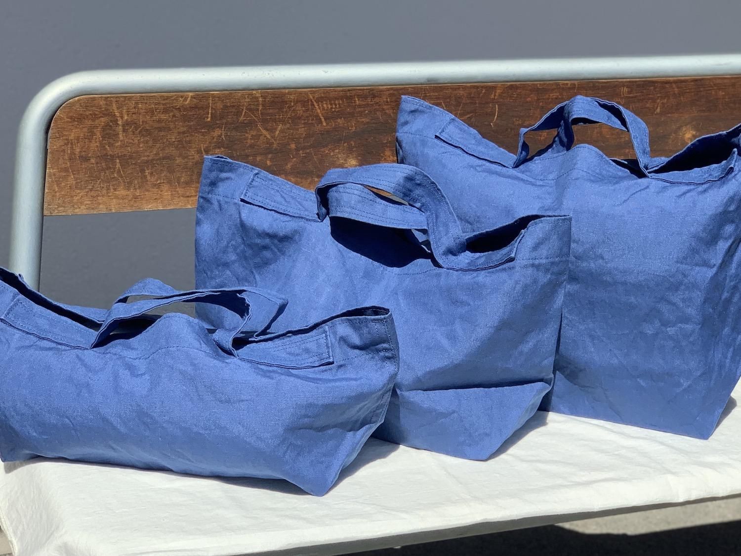 garotaの麻トートバック（L）青