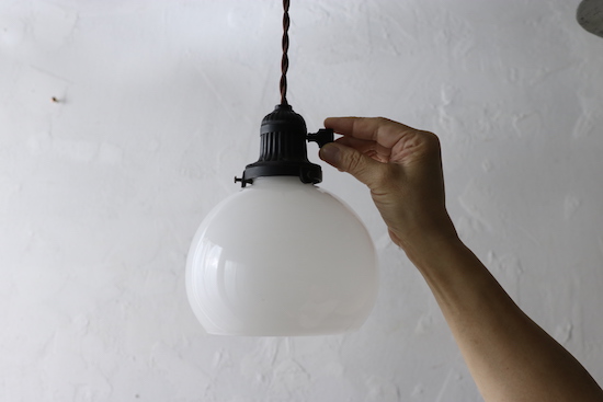 昭和レトロぼんぼりガラスシェードランプ/菊型ソケット/口金E26/電球