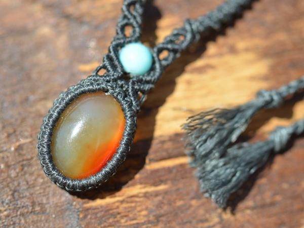 マクラメデザインネックレス／カーネリアン（インド産） - 貴石工房