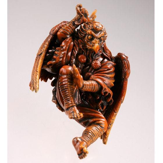 海洋堂 カプセルQミュージアム 妖怪根付2 立体図百鬼夜行 天狗（木彫風