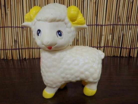農協 ソフビ貯金箱 （ヒツジ） - 「宝の森」昭和レトロ雑貨