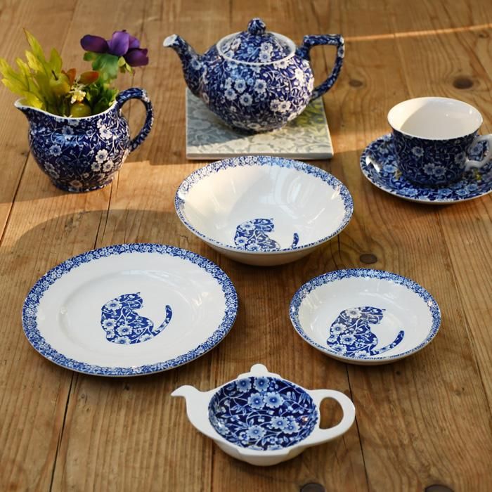 イギリス食器 Burleigh ブルーキャリコキャット プレートS｜バーレイ