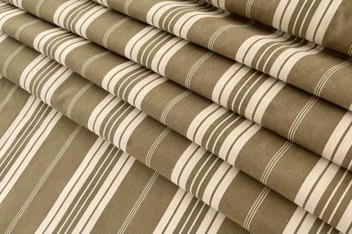 フランス製 リネンティッキング クラシックカーキ - アンティーク