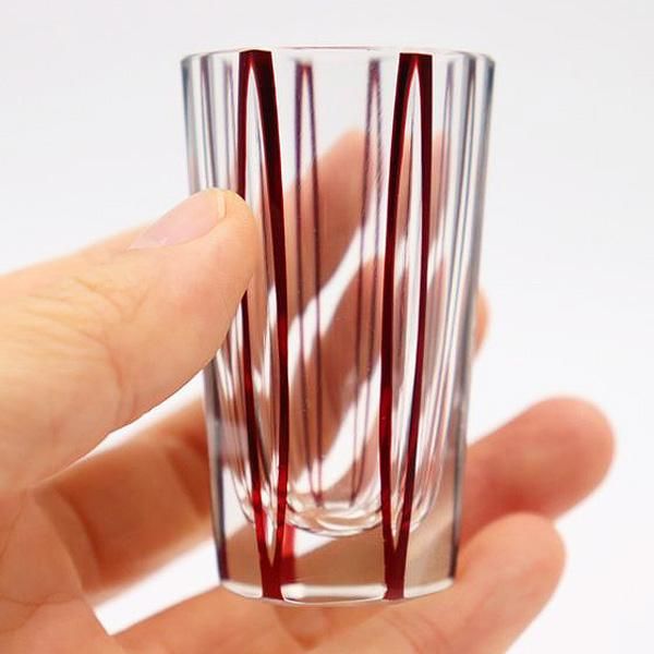 大正時代赤切子アンティークショットグラス存在感ある一品