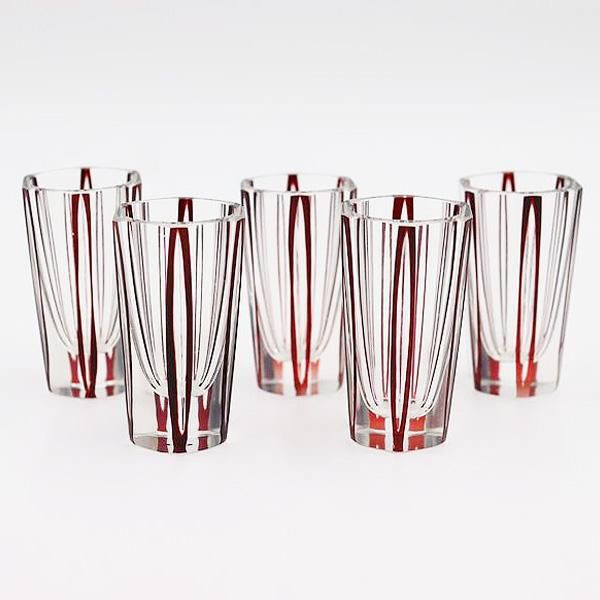 大正時代赤切子アンティークショットグラス存在感ある一品