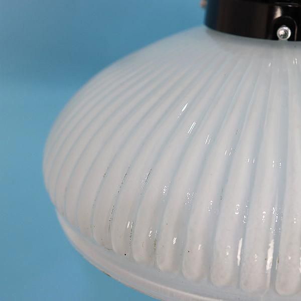 大正・昭和 電笠 電傘 ランプシェード 乳白 照明 レトロガラス 和電笠