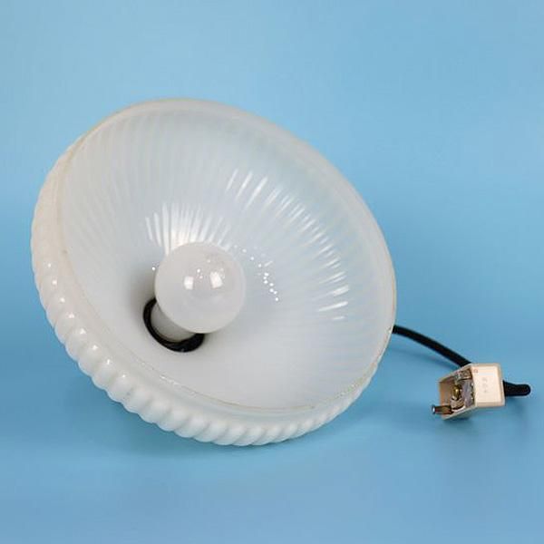 大正・昭和 電笠 電傘 ランプシェード 乳白 照明 レトロガラス 和電笠