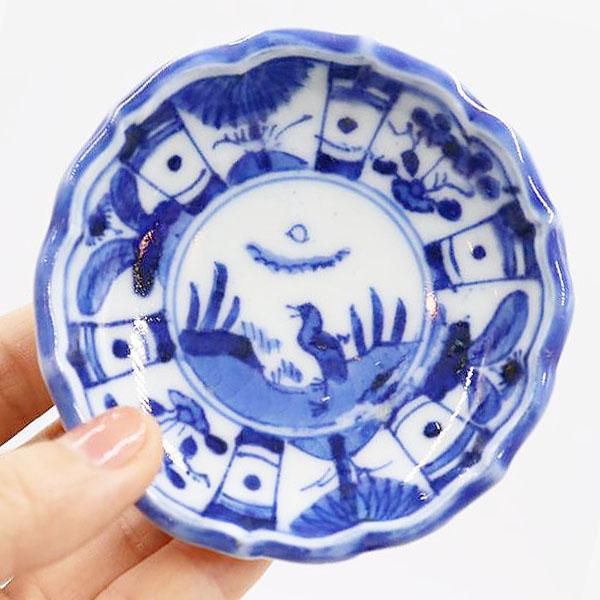 手描き染付 動物柄 豆皿｜直径8 高さ2｜アンティーク 和食器