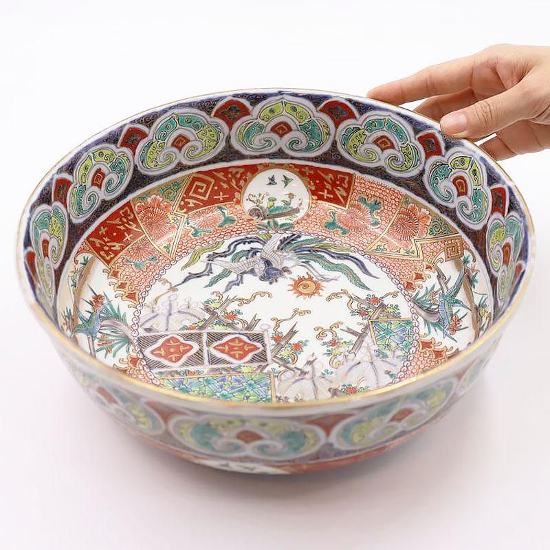 カラフル和食器｜大正時代のアンティーク大鉢｜直径26.5 高さ9.5