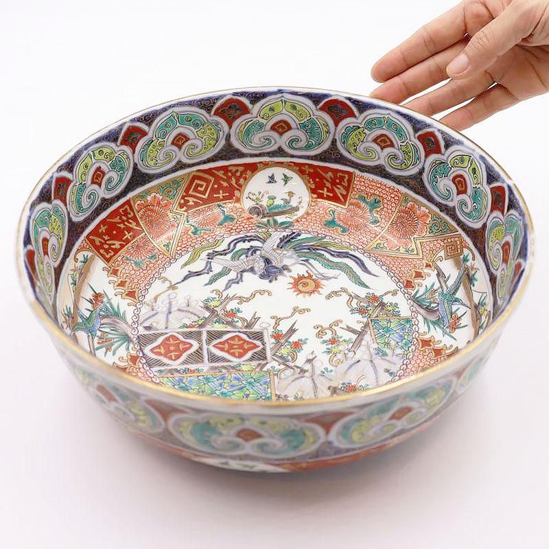 カラフル和食器｜大正時代のアンティーク大鉢｜直径26.5 高さ9.5