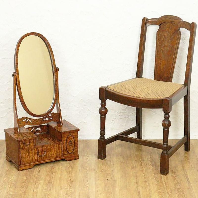 欅玉杢鏡台 鏡交換済み 大正ロマン化粧台