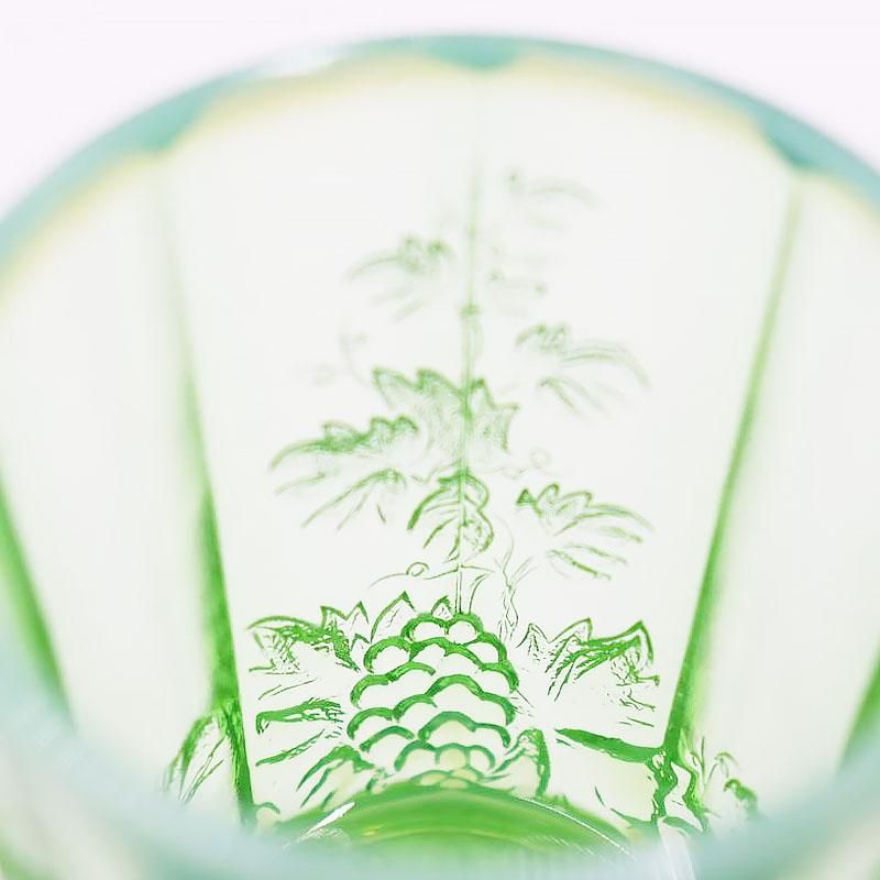 大正昭和初期 アンティーク緑ガラスコップ 和風ヴィンテージ