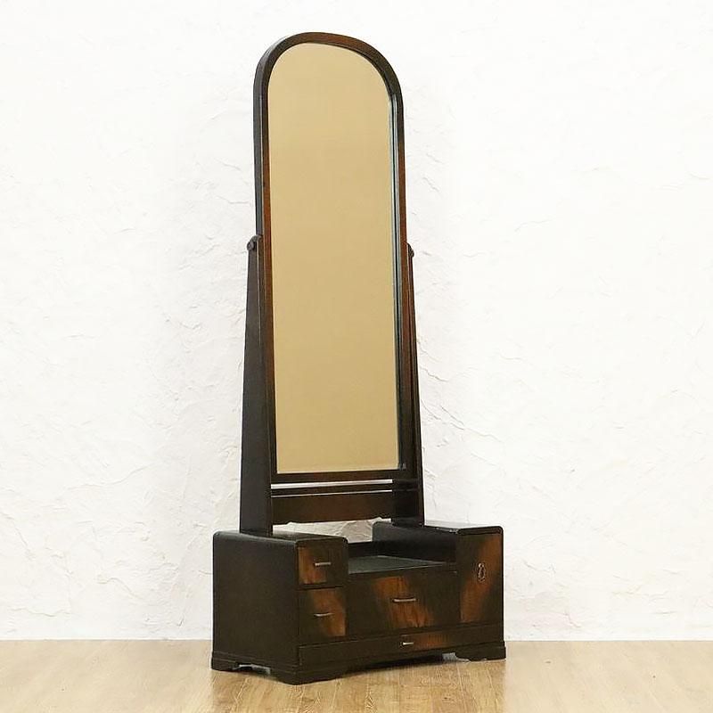 大正昭和初期 栃材鏡台 和の趣ある化粧台