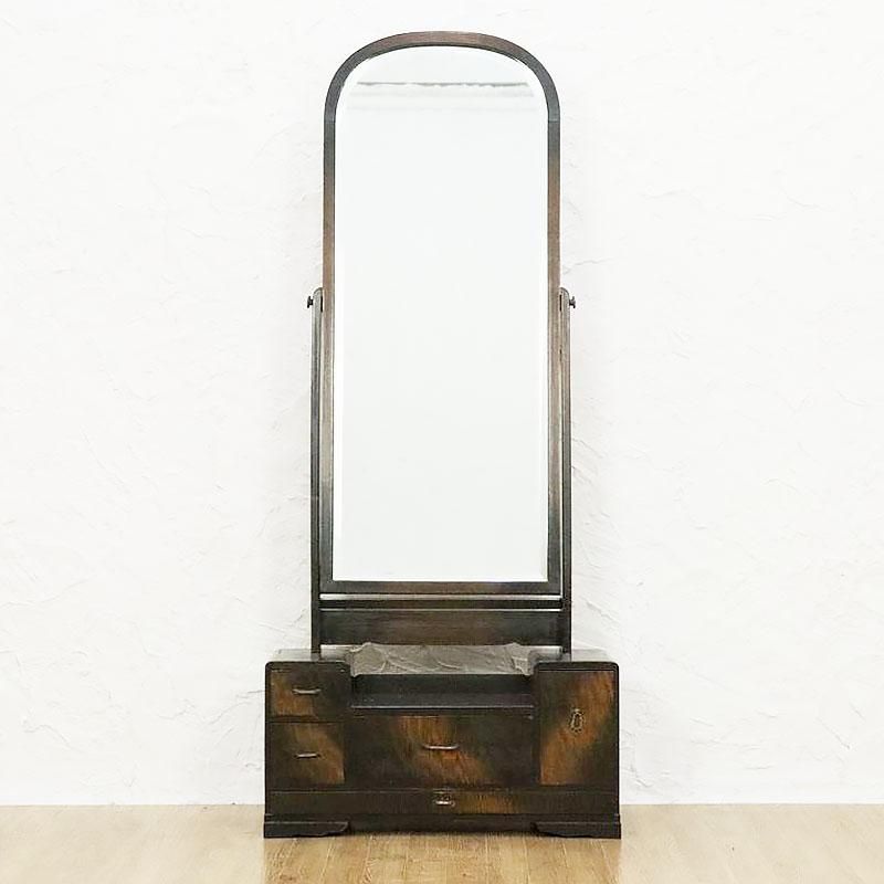 大正昭和初期 栃材鏡台 和の趣ある化粧台