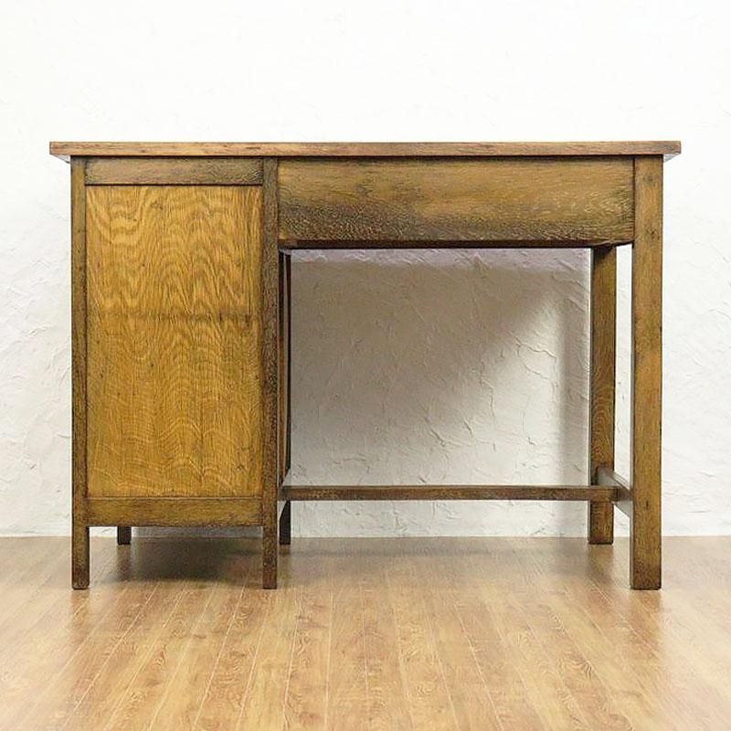 ナラ材の片袖レトロデスク｜幅106cm・明るめカラーの実用モデル【昭和