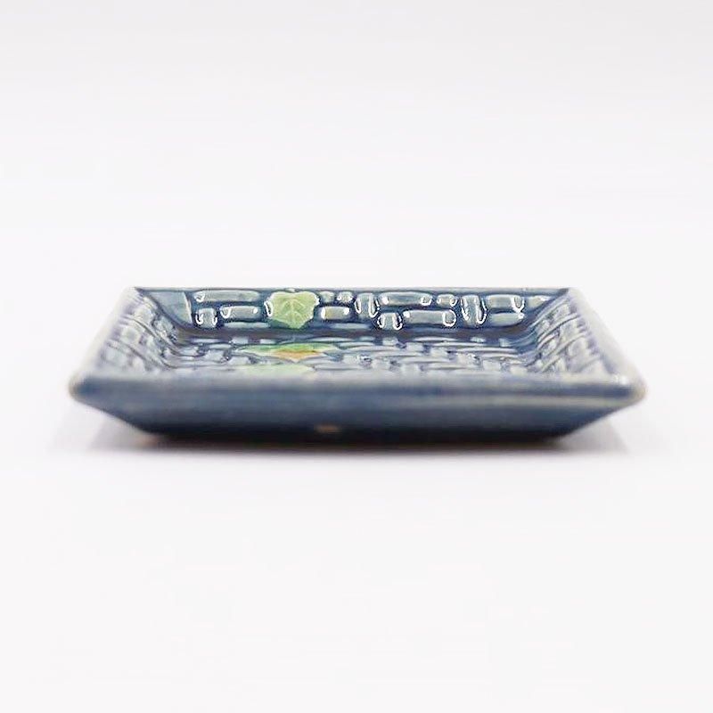 淡路民平焼 青緑釉 手塩皿｜アンティーク 和食器｜サイズ 9×9×1.5