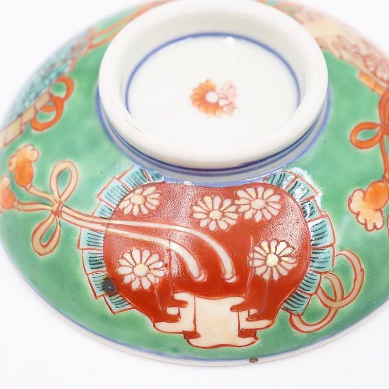 手描き色絵赤絵大蓋碗｜直径12.5 高さ8.5｜アンティーク和食器