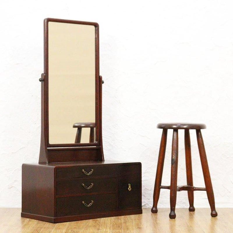 大正ロマン鏡台 クルミ紫檀材 化粧台