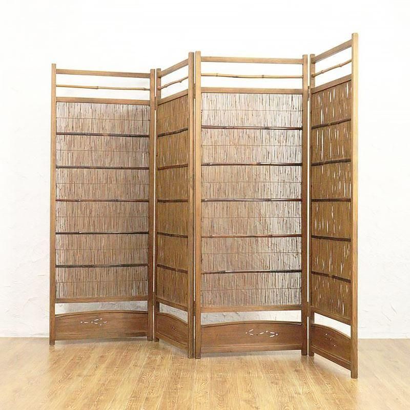 山水 屏風 昭和レトロ 水墨画 衝立 アンティーク 引き取り手渡 山水