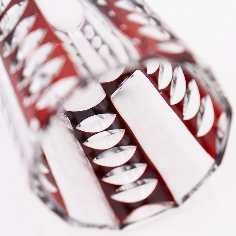 日本製 被せガラス 切子 大正時代 楕円 オーバル アンティーク