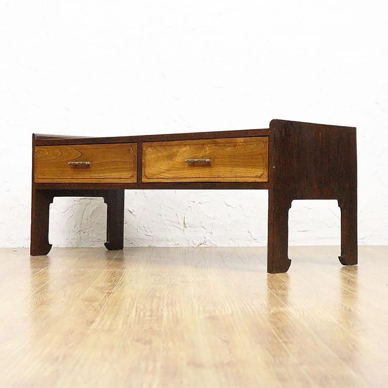 座机 昭和初期の桐とケヤキの和風引出し付きアンティーク