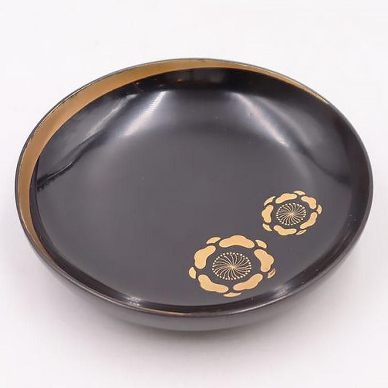 小皿 漆器 日本製 蒔絵入り 大正昭和頃 鳳凰菱形小皿