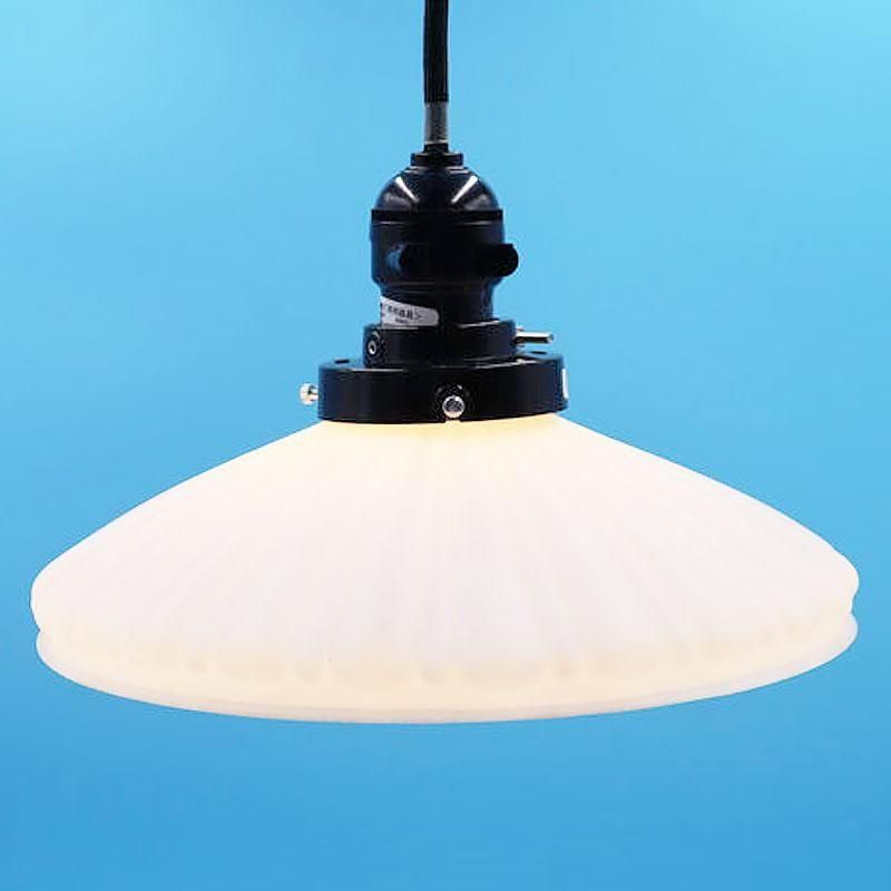 大正・昭和 電笠 電傘 ランプシェード 乳白 照明 レトロガラス 和電笠