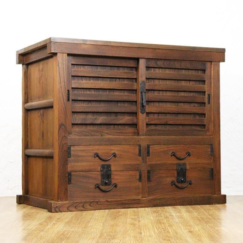 パタパタキャビネット 昭和レトロ 木製パタパタ 下駄箱 引出し付き