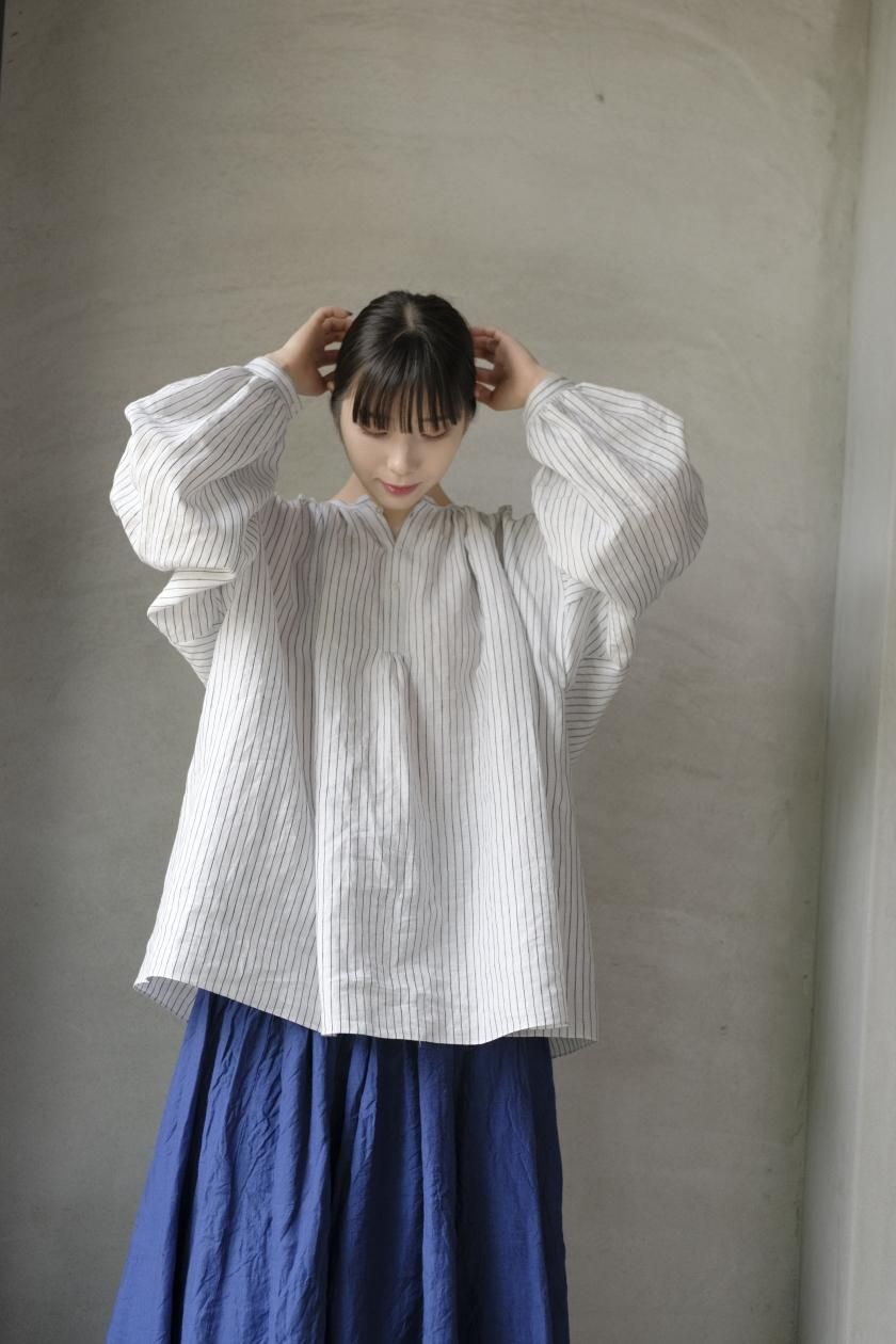 エシュペー | INDIGO STRIPE BLOUSE - c a b i n e t O N L I N E