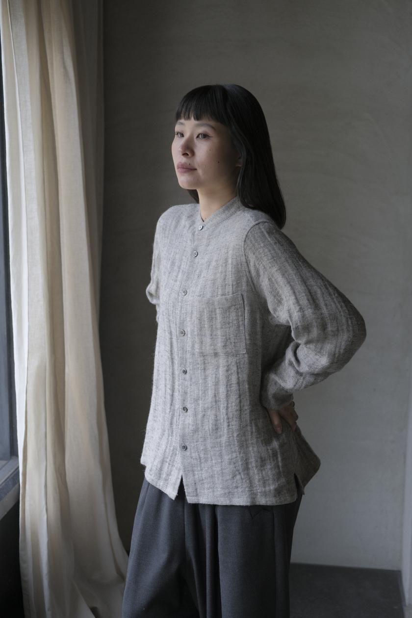 atelier naruse | リネンツィードバンドカラーシャツ - c a b i n e t