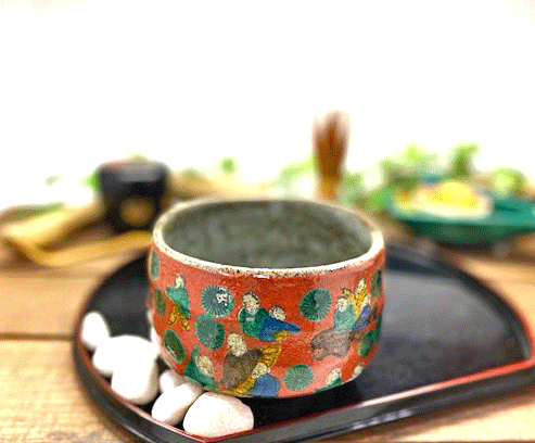 九谷焼 抹茶茶碗 木米写し 下塗り-百華園