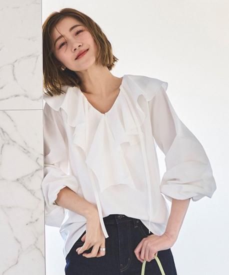 ラッフルフリルカラーブラウス 「T1477」