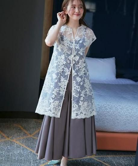 レースジレ＆フレアキャミワンピースセットアップ 「CU1518」