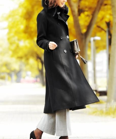 フォックスファーWブレストロングコート「K609」-RUIRUE BOUTIQUE