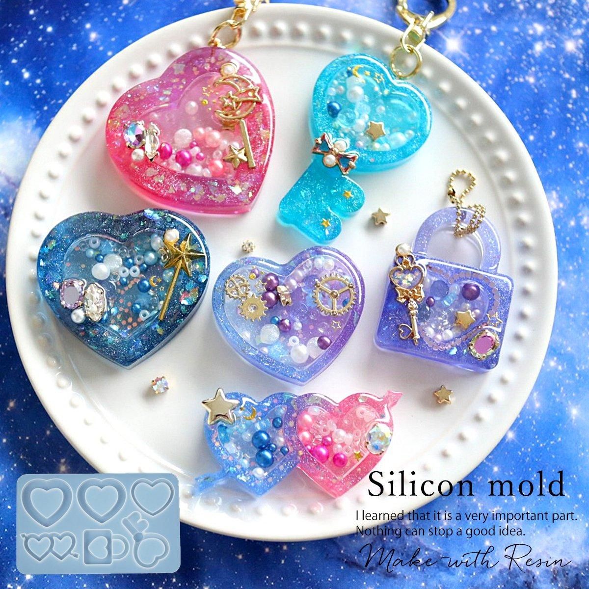 ハートと鍵のカシャカシャ シリコンモールドｰ* オマケがたくさんついて