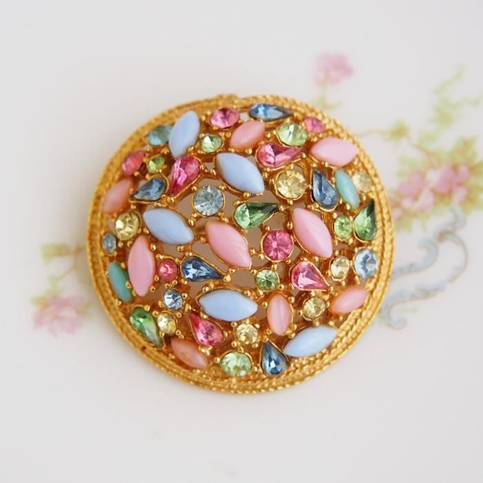 Art アート ゴールドトーン パステル マルチカラーラインストーン