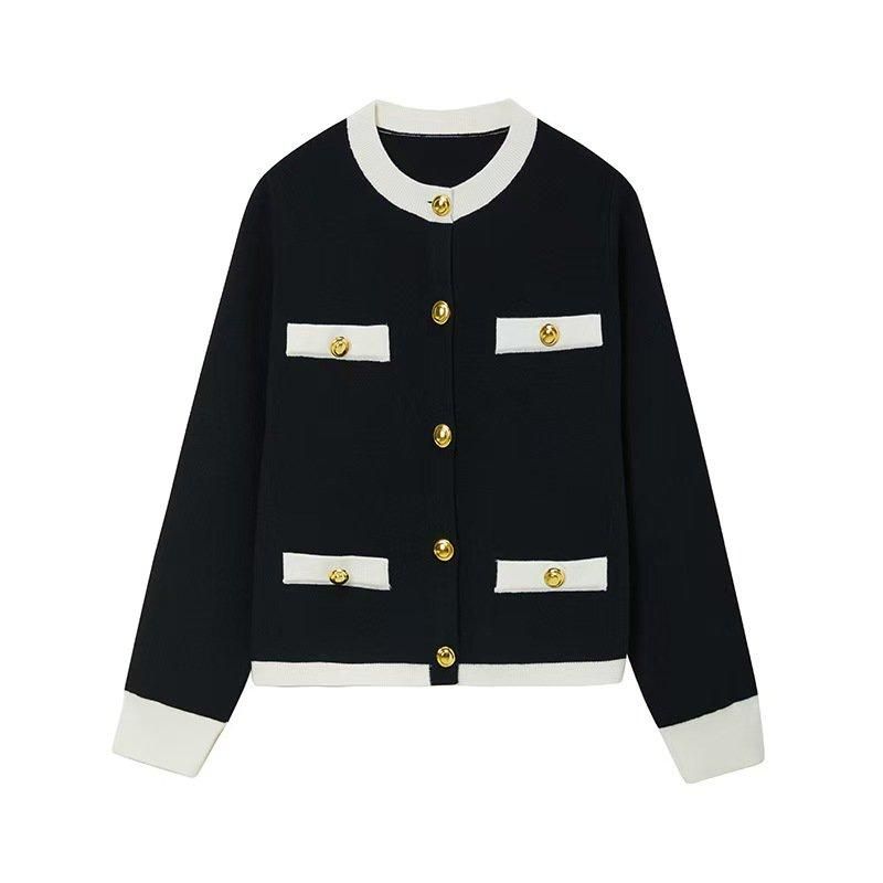 2024A/W シャネル風 ニットカーディガン モノトーン（二色展開