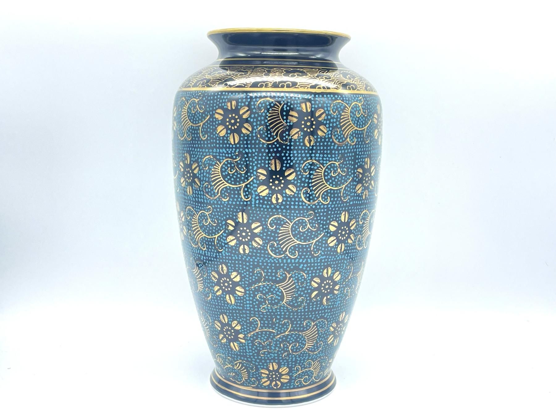 花瓶 九谷焼 青粒鉄仙 カメ型 8号