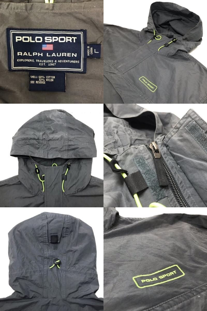 90s~00s POLO SPORT Cotton-Nylon Anorak Parka 灰 L ポロスポーツ